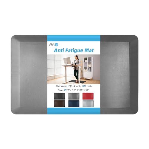 Art3d 1" Thick Kitchen Mats for Floor, Waterproof 20" X 32" Cushioned Comfort Mat, Anti Fatigue Mats for Kitchen, Ergonomic Standing Office Desk, Home and Garage, Grey - color: Grey, size: 32"L x 20"W x 1"Th