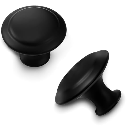 30 PCS Kitchen Cabinet Knobs, 1-1/5 Inch Dresser Knobs, Black Drawer Knobs Suitable for Wardrobe Cabinets, Modern Cabinet Hardware with Screws - color: Black