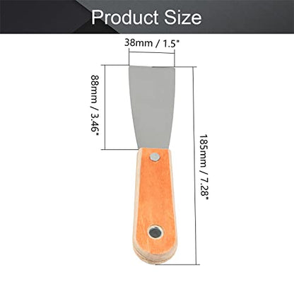 Utoolmart Putty Scraper 1.5" Cr-V Steel Stiff Putty Knives with Wooden Handle for Taping Paint Wall Floor Tile 2Pcs - size: 1.5 inch