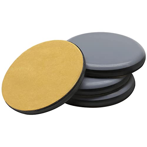 Piutouyar 12Pcs 2" Teflon Furniture Glides Pads, Self Stick Furniture Sliders Kits for Carpet Tile Hardwood Ground Protector, Round - size: Round 2"Dia.