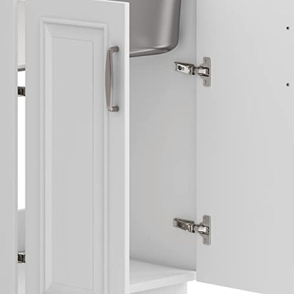 SIMPLIHOME Darwin All-in-One 24 inch Wide Utility Sink and Laundry Cabinet in Pure White Finish, Transitional Stainless Steel Sink Cabinet for Laundry Rooms with High-Arch Chrome Faucet and Storage - size: 24 Inch, style: Stainless Steel Sink