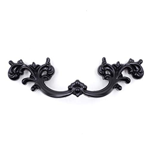 Jetland French Provincial Drawer Pulls - 6-Pack, Flat Black, 2-1/2" Hole Centers, Vintage Shabby Chic Pulls for Dresser Nightstand Cabinet, PW1619064 - color: Flat Black, size: 2-1/2" Hole Centers