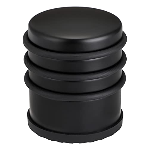 Sumnacon Heavy Duty Floor Door Stopper No Drill - Durability Stainless Steel Door Stop with Anti-Skid Rubber - Contemporary Safety Doorstop for Home Office Commercial Industrial, Black - color: Black, size: 3X3.1Inch
