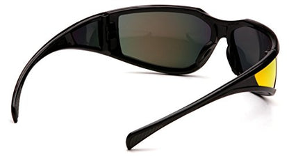 Pyramex Exeter Safety Eyewear - color: Glossy Black Frame/Sky Red Mirror Anti-fog Lens
