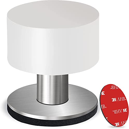 Door Stoppers with Extra Stickers, Self-Adhesive Door Stop with White Rubber & Stainless Steel Body - Heavy Duty Sound Dampening Door Bumpers for Home & Office, Door stoppers for Bottom of Door - color: White, size: 4 Cm