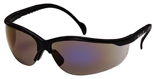 Pyramex Venture II Safety Eyewear, Indoor/Outdoor Mirror Anti-Fog Lens - color: Blue Mirror Lens/ Black Frame