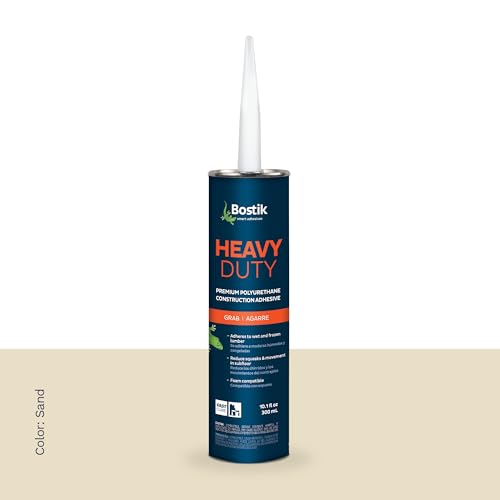 BOSTIK Heavy Duty 10.1oz Premium Construction Adhesive Glue Caulk | Professional Grade | Versatile Use on Wet & Dry Wood Joints | for Installing Wood, Drywall, Foam Board & More | 1 Cartridge
