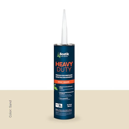 BOSTIK Heavy Duty 10.1oz Premium Construction Adhesive Glue Caulk | Professional Grade | Versatile Use on Wet & Dry Wood Joints | for Installing Wood, Drywall, Foam Board & More | 1 Cartridge