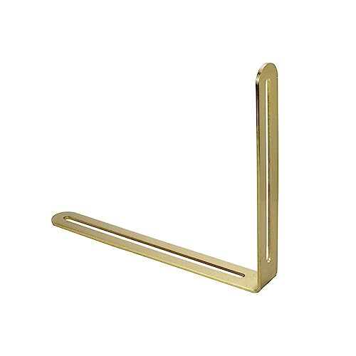 Xiaoyztan 2 Pcs Stainless Steel Shelf Bracket Reinforced L-Shape Slotted Corner Braces Adjustable for Furniture Repair Shelf Support Board Connection Angle Fixing (6.5x7.87in Gold)