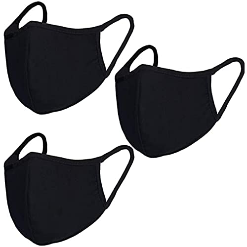 Pack 3 Dust Mouth Mask - All Cotton - Reusable Cloth Comfy Breathable Material Black Pack 3pcs - style: Pack 3 Black