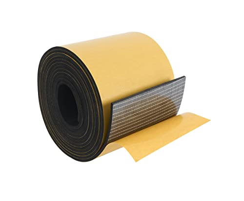 High Density Foam Weather Stripping Door Seal Strip Insulation Tape Roll for Insulating Door Frame, Window, Air Conditioner | Self Adhesive Sealing Weatherstrip (4 in x 1/8 in x 10 Ft, Black) - color: Black, size: 4 in X 1/8 in X 10 Ft