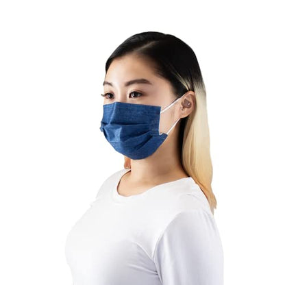 Blue Denim Disposable Safety Mask 3 Layer Protection Face Mask for Adults 50 pcs - color: Blue Denim