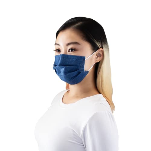 Blue Denim Disposable Safety Mask 3 Layer Protection Face Mask for Adults 50 pcs - color: Blue Denim