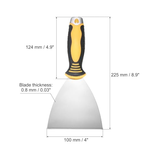 uxcell Putty Knife 4" High Carbon Steel Paint Scraper Flexible Drywall Repair Mud Knife for Removing Cement Wallpaper Mud Adhesive Taping with Metal Hammer End - size: 4"