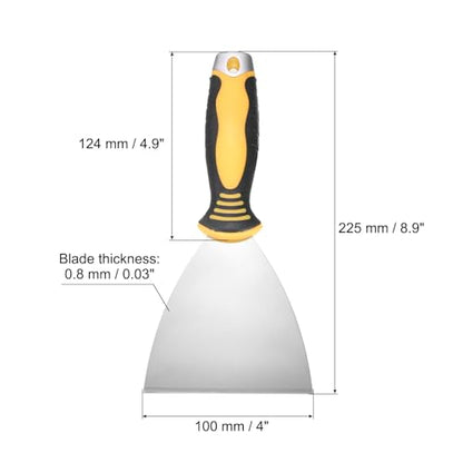 uxcell Putty Knife 4" High Carbon Steel Paint Scraper Flexible Drywall Repair Mud Knife for Removing Cement Wallpaper Mud Adhesive Taping with Metal Hammer End - size: 4"