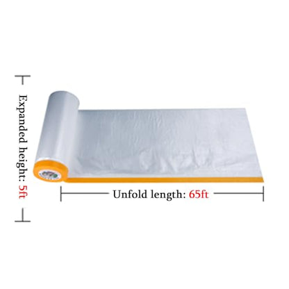 Pre-Taped Masking Film for Painting Painters Plastic Sheeting with Automotive Paint Tape and Drape for Covering Cars, Walls, Windows and Furniture Protection (Size -5 x 65-Feet) - style: 5-feet X 65-feet
