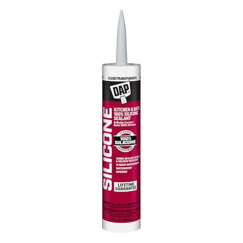 DAP 100% Silicone Rubber Kitchen, Bath & Plumbing Bath Sealant, Clear, 9.8 Oz (7079808648)