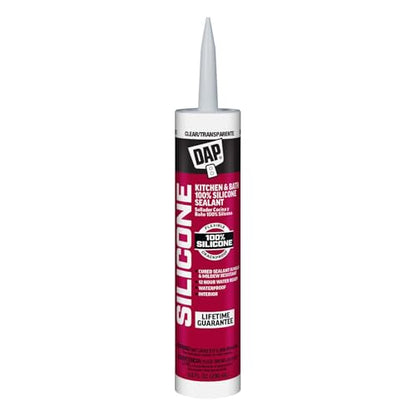 DAP 100% Silicone Rubber Kitchen, Bath & Plumbing Bath Sealant, Clear, 9.8 Oz (7079808648)