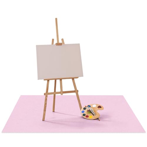 Drydiet 55x55 Inch Extra Large Craft & Painting Floor Mat - Waterproof Non-Slip PVC Art Rug, Floor Protector for Easel Painting Pottery Messy Projects, Washable Roll-up Spill Mat(Pink, Plain) - color: Pink, size: 55x55 Inch, style: Plain