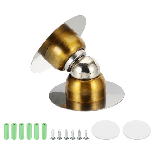 uxcell 1.9" Magnetic Door Stoppers, Wall Floor Mounted Magnetic Door Catch Holder, Stainless Steel Door Stops for Bedroom, Bathroom, Kitchen, Office, Brass - color: Brass, size: 1.9"