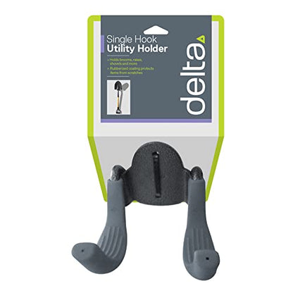 Delta Single Holder Cycle Heavy Duty Garage Utility Helps Support Brooms, Rakes & Other Large Items-Rubberized Coating Protects from Scratches-Easy Installation, 2-Hook - color: 2-hook