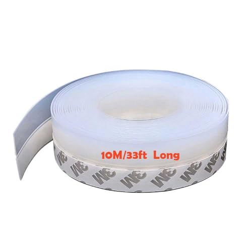 Window Sealing Strip, Self Adhesive Weather Stripping 35mm Width, Silicone Door Bottom Seal Strip Tape for Gaps of House Glass Shower Window and Door Weatherproof Soundproof, Transparent (10M/33ft) - size: 10M/33ft 35mm Transparent