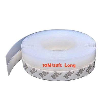 Window Sealing Strip, Self Adhesive Weather Stripping 35mm Width, Silicone Door Bottom Seal Strip Tape for Gaps of House Glass Shower Window and Door Weatherproof Soundproof, Transparent (10M/33ft) - size: 10M/33ft 35mm Transparent