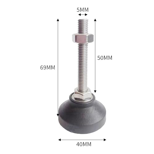 Furniture Leveling Feet, 4 pcs M5 Heavy Duty Height Adjuster Foot Feet Leveler Thread Size for Tables, Chair, Sofa, Workbench, Dresser, Bench, Cabinets(D40*M5*L50) - size: D40*M5*L50