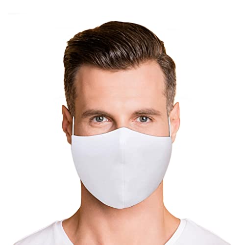 Washable Face Mask with Non-Adjustable Ear Loops & Nose Wire - color: Solid - White