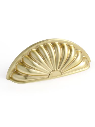 Brushed Gold Cabinet Cup Pulls 2.5" Hole Center 10 Pack Brass Drawer Pulls Kitchen Hardware Cabinet Handles Dresser Handles - color: Brushed Gold, size: 2.5"(64mm) Hole Center