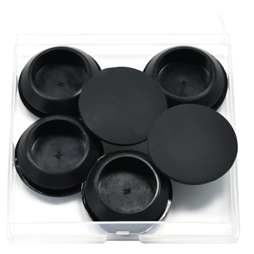6 Pcs 28 mm Silicone Rubber Plugs Snap in Locking Hole Plugs for 28-30 mm (1-1/8"-1-3/16") Round Holes, Flush Type Rubber Stoppers, Flexible Tube Pipe End Caps Covers, Waterproof Sealing Plugs, Black - color: Black, size: DH:1-1/8"(28mm)