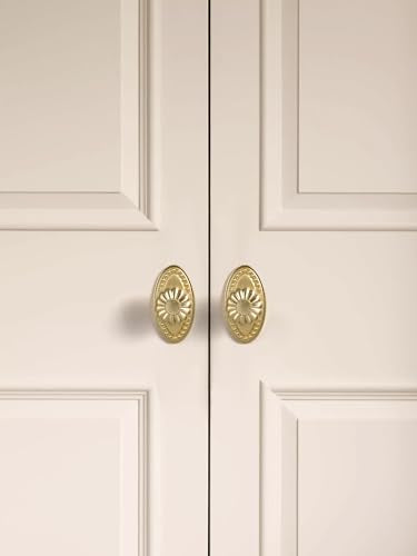 Brushed Gold Cabinet Knobs 10 Pack with Base Brass Drawer Pulls Kitchen Cupboard Bathroom Dresser Cabinet Hardware Handles Zinc Alloy - color: Brushed Gold, size: Knob with Base