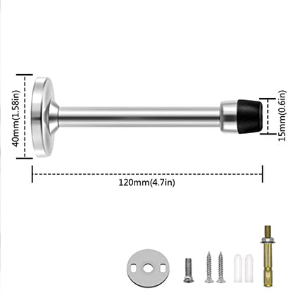 Door Stop, 5 Inch Long Door Stopper, Brushed Satin Door Holder, Solid Rigid, Heavy Duty Stainless Steel Doorstops, Wall Mounted Door Stopper Wall Protector, Silver - size: 5 Inch x 1 Pack