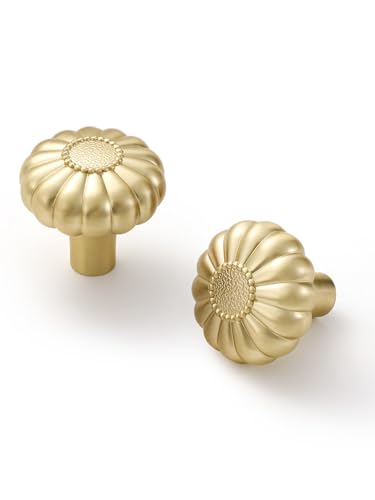 Brushed Gold Cabinet Knobs 10 Pack Brass Drawer Pulls Kitchen Cupboard Bathroom Dresser Cabinet Hardware Handles Zinc Alloy - color: Brushed Gold, size: Knob