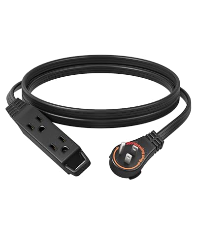 DEWENWILS 6FT Flat Plug Extension Cord, 360° Rotating Plug, 3 Prong Ultra Thin Power Strip, 13A/125V/1625W, 16 Awg Grounded Flat Power Cable for Indoor Narrow Space, SPT-3, ETL Listed, Black - color: Black, size: 6FT, style: 1 Pack