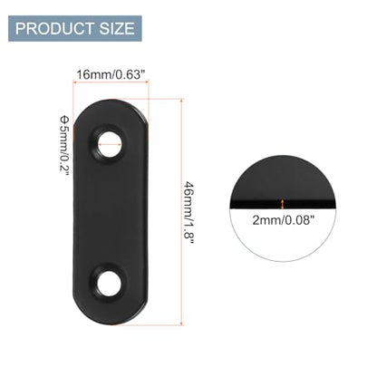 uxcell 4 Set Flat Repair Plates, 0.63 x 1.8 Inch Stainless Steel Flat Straight Brace Bracket Mending Joining Plates with Screws for Fixing Wooden Furniture Corner, Black - size: 0.63 x 1.8 Inch