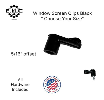 Window Screen Clips "Black” Plastic (Choose Your Size! /Size Run Flush up to 1-3/16” Offset) New or Replacement (10 Pack with All Needed Hardware Included) by E.H.C. (5/16" Offset) - size: 5/16" offset