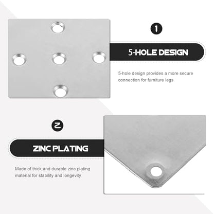 Mounting Plates for Furniture Legs: 8 PCS Table Leg Mounting Plate Furniture Leg Attachment Plates Flat T-Plate Connector Attachment Bracket Base for Sofa Cabinet Chair Seat Repair Replacement