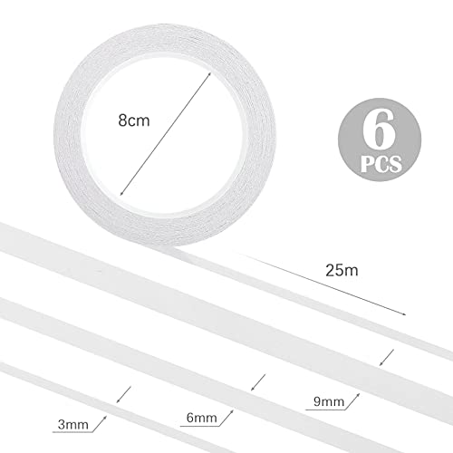 Kesote 6 Rolls Double Sided Tape for Crafts Scrapbooking, 3 Sizes - 1/8 in, 1/4 in, 3/8 in Thin Double Sided Adhesive Tape, 82Ft Per Roll - size: 1/8 In, 1/4 In, 3/8 In