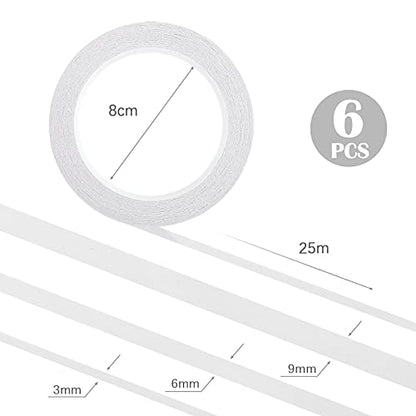 Kesote 6 Rolls Double Sided Tape for Crafts Scrapbooking, 3 Sizes - 1/8 in, 1/4 in, 3/8 in Thin Double Sided Adhesive Tape, 82Ft Per Roll - size: 1/8 In, 1/4 In, 3/8 In