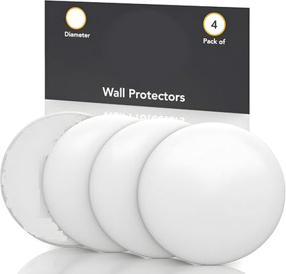 Large Door Stoppers for Wall (4 Pack) – 3.25" White Plastic Wall Protectors with Strong Adhesive – Shock Absorbent & Quiet – Stops Damage from Door Knobs – Stick-On, No Tools Needed