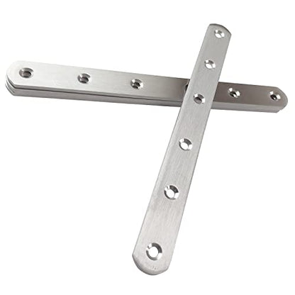 4 Pcs 200x20x3mm Flat Corner Brace Plates Mending Plate Joining Connector Repair Bracket 304 Stainless Steel for Furniture Repair with 24 Screws - size: 200mm(8")