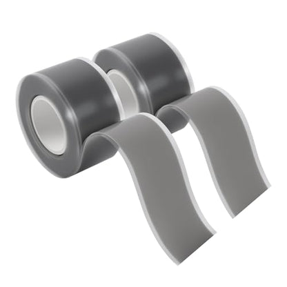 2-Pack Gray Silicone Repair Tape (20 Ft Total) - Self Amalgamating Tape for Duct Work & Hose Leaks - Heat Resistant Rubber Sealing Strip - Residue-Free & Easy-Peel Liner - color: Grey
