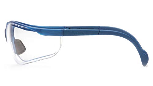 Pyramex Venture II Safety Eyewear, Indoor/Outdoor Mirror Anti-Fog Lens - color: Metallic Blue Frame