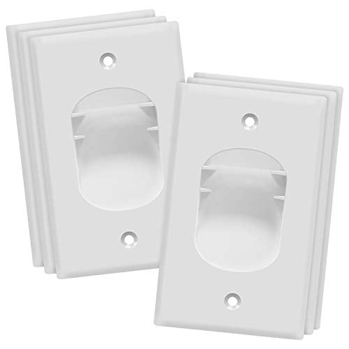 TOPGREENER Recessed Low Voltage Cable Wall Plate for Home Theaters, Size 1-Gang 4.50" x 2.75", Polycarbonate Thermoplastic, TG8881-6PCS, White, 6 pack - size: 1 Gang, style: 6 Pack
