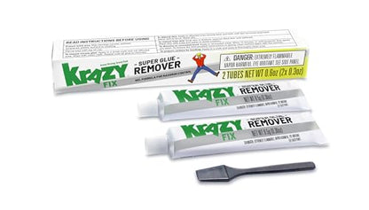 Krazy Fix Super Glue Remover, Gel Formula for Maximum Control, Removes Hardened Glue from All Surfaces (2 x 0.3 oz Tubes)