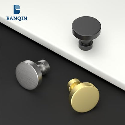 10 Pack Gold Cabinet Knobs and Pulls - Round Drawer Knobs, Brushed Brass for Kitchen Cabinets - color: Brushed Brass, size: 10 Pack