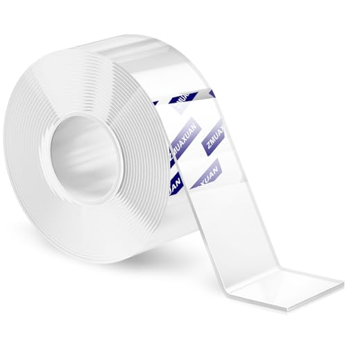 ZMUAXUAN Strong Nano Double Sided Tape Heavy Duty Mounting,Clear Removable Wall Sticky Adhesive Strips,Reusable Thick Gel Grip for Hanging Picture,Poster,Carpet,Photo