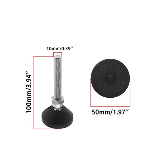 Adjustable Leveling Feet, Furniture Glide Swivel Leveling, 4PCS Swivel Furniture Levelers Legs, Heavy Duty Table Leg Extenders Glide for Chairs Workbench Cabinets Workbench Shelving Rack - size: M10 × 50mm × 100mm