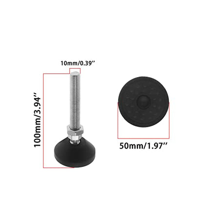 Adjustable Leveling Feet, Furniture Glide Swivel Leveling, 4PCS Swivel Furniture Levelers Legs, Heavy Duty Table Leg Extenders Glide for Chairs Workbench Cabinets Workbench Shelving Rack - size: M10 × 50mm × 100mm